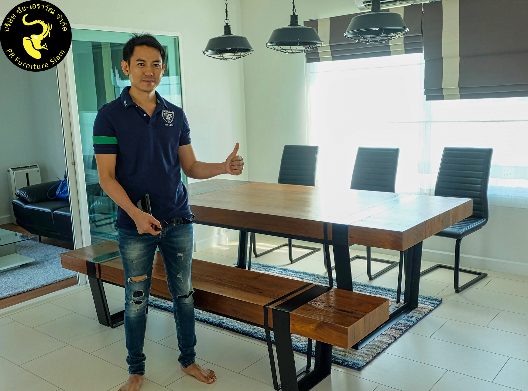 Review ชุดเฟอร์นิเจอร์ไม้สัก เฟอร์นิเจอร์ไม้สั่งทำตามแบบ (16) เฟอร์นิเจอร์ไม้สัก , Review ชุดโต๊ะกินข้าวไม้สัก พร้อมม้านั่งยาวไม้สัก คาดเหล็ก ขาเหล็ก