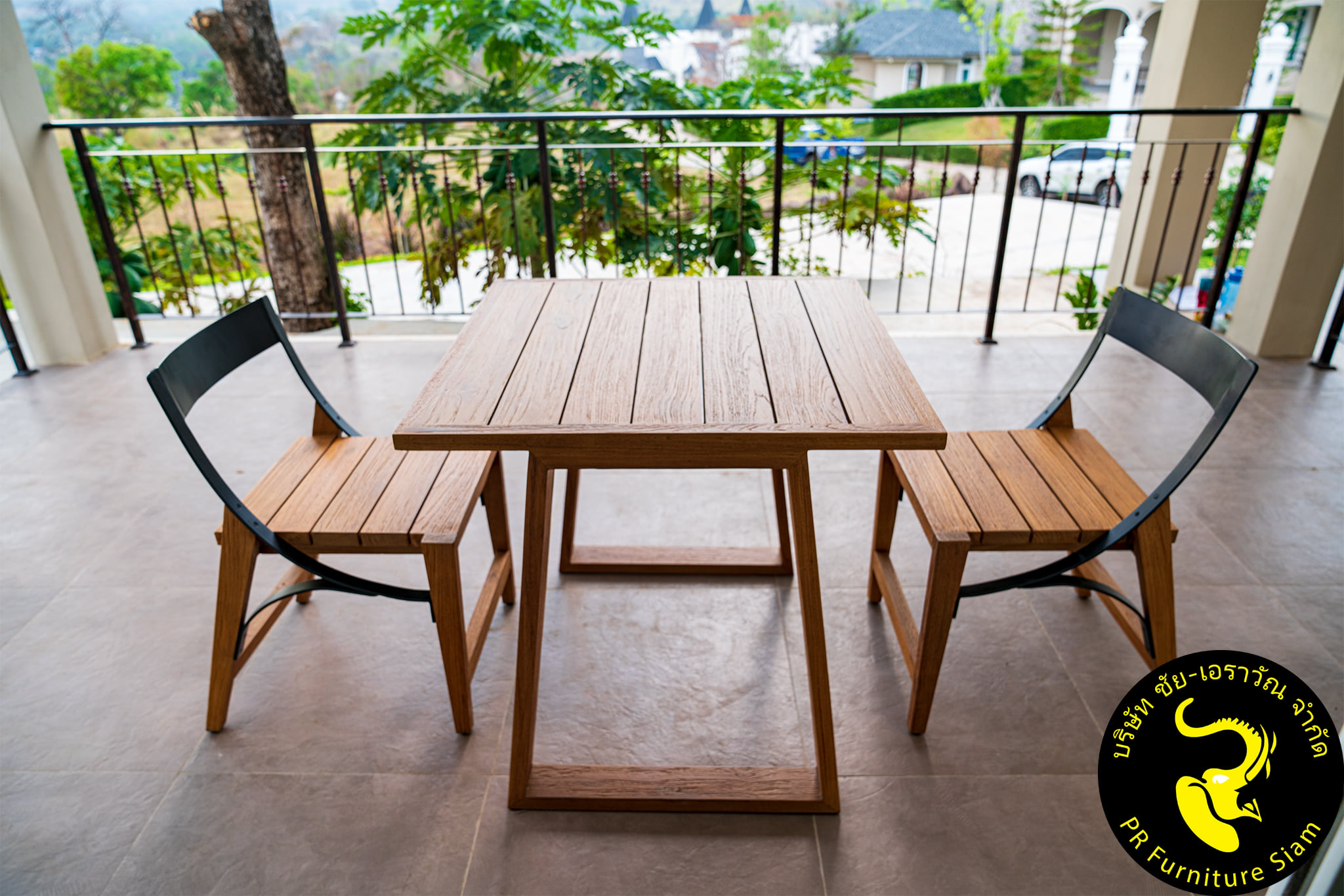 ชุดโต๊ะเก้าอี้ไม้สัก 2 ที่นั่ง แบบ Outdoor
