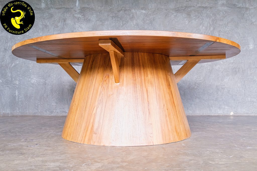  โต๊ะกลมไม้สัก โต๊ะกลมกินข้าวไม้สัก แบบโมเดิร์นสวยๆ Top โต๊ะหนา 3 cm.