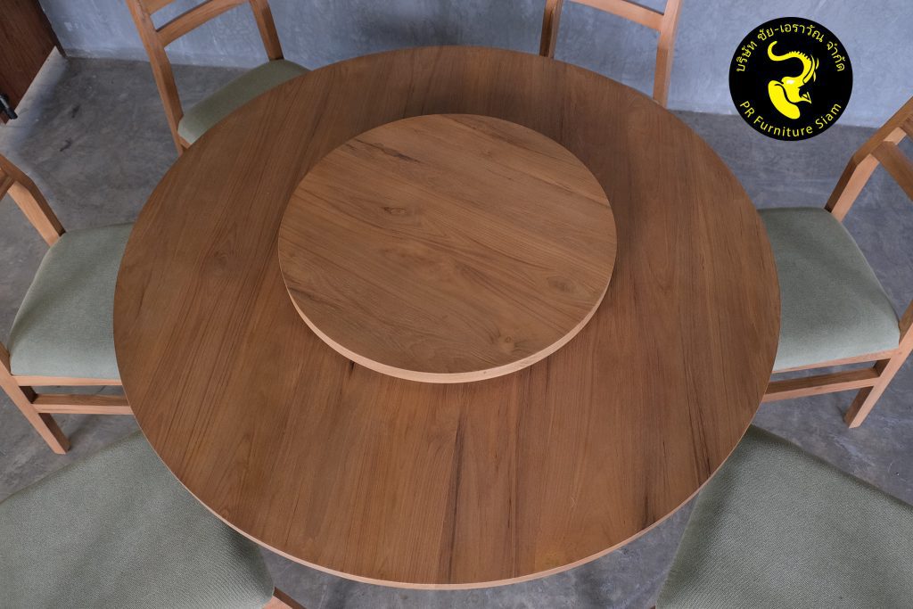 แบบโต๊ะกลมไม้สัก โต๊ะกลมกินข้าวไม้สัก แบบโมเดิร์น ขนาด 6 ที่นั่ง สวยๆ สั่งทำตามแบบ